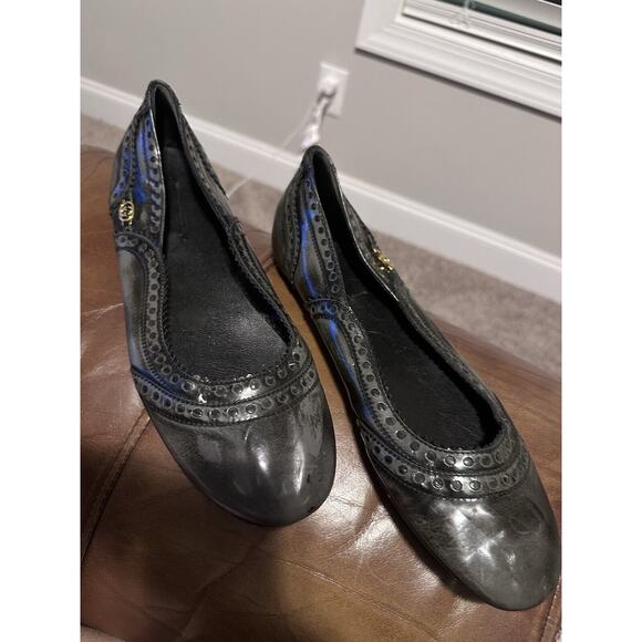 Authentic Gucci Black/Grey Brogue Leather Ballet Flats Size 40 - Picture 14 of 14